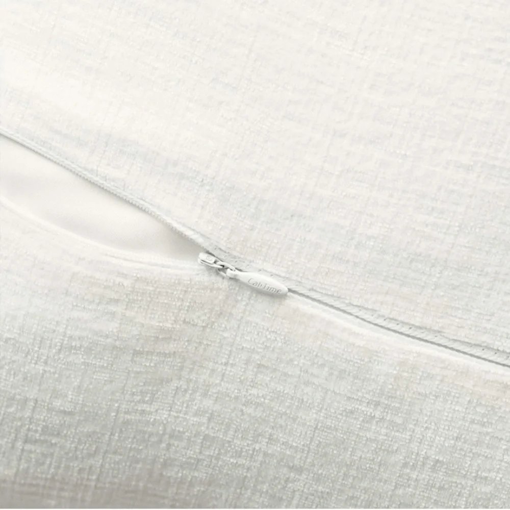 Luxury Home | Elegant Cream Soft Chenille Wide Stitch Trim Throw Pillow Covers